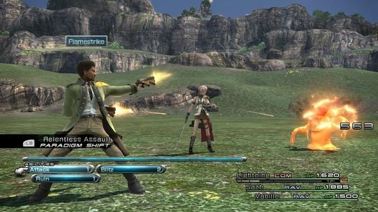 Sazh using Flamestrike in Final Fantasy XIII