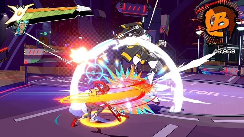 Chai fighting an enemy in Hi-Fi Rush