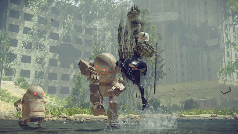 2B fighting robots in Nier: Automata