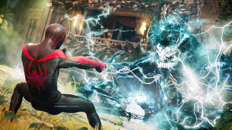Spider-Man shoots webs at Mister Negative in Marvel's Spider-Man 2