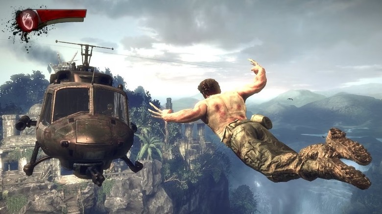 Wolverine lunges at a helicopter in X-Men Origins: Wolverine