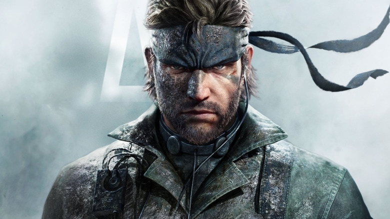 A dirty Naked Snake stares into the camera on promo artwork for Metal Gear Solid Delta: Snake Eater