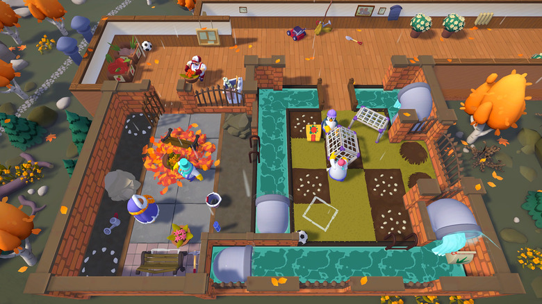 Players fix up different rooms in a house and garden in "Tools Up!" (2019)