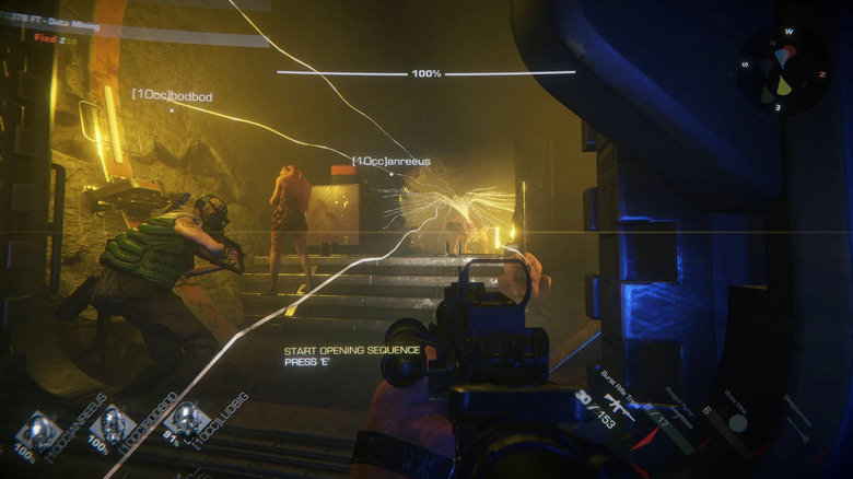 Players run towards an electrical current in GTFO