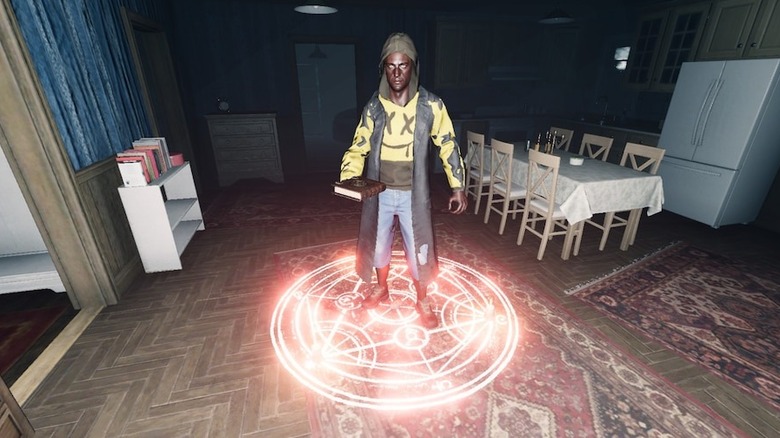 A player summons a protective magical circle in Ghost Exile
