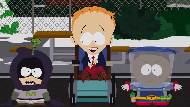 Mysterion, Timmy, and Tupperware in South Park: The Fractured But Whole