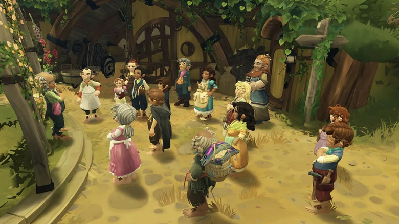 Hobbits gather around a town square in "Tales of the Shire: A The Lord of the Rings Game" (2025)
