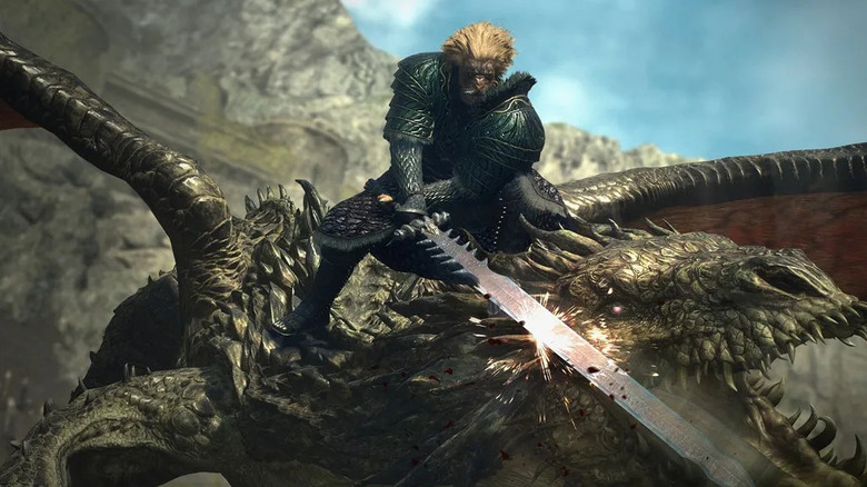 The Arisen slashes a dragon's face in Dragon's Dogma 2