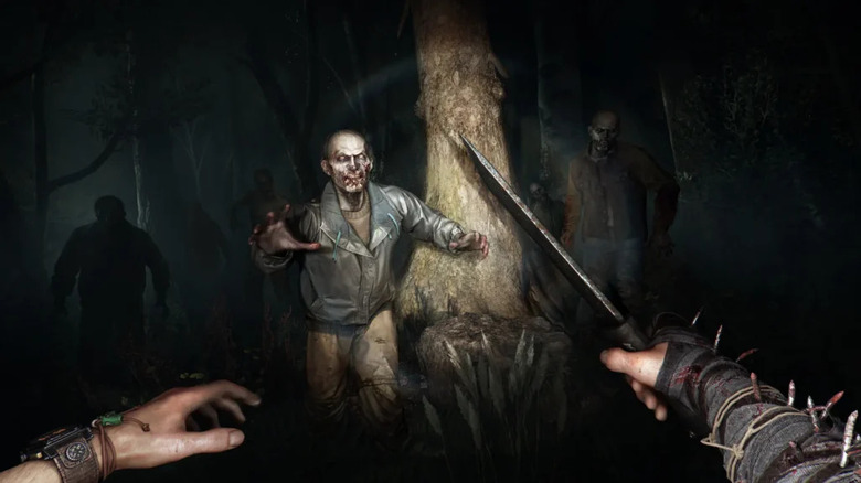 Kyle Crane readies a knife against incoming zombies in Dying Light: The Beast