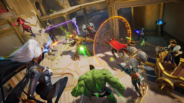 The teams of Marvel superheroes attack each other in Marvel Rivals