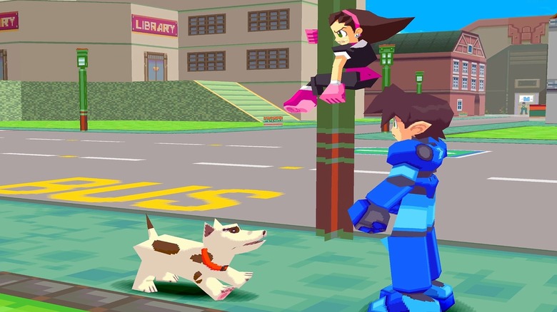 Paprika the dog, Tron Bonne, and MegaMan Volnutt in Mega Man Legends