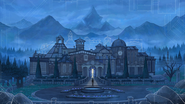 Simon P. Jones enters an abandoned mansion in Blue Prince