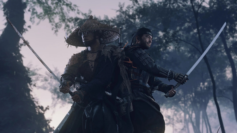 Shimura and Jin Sakai draw their swords together in Ghost of Tsushima