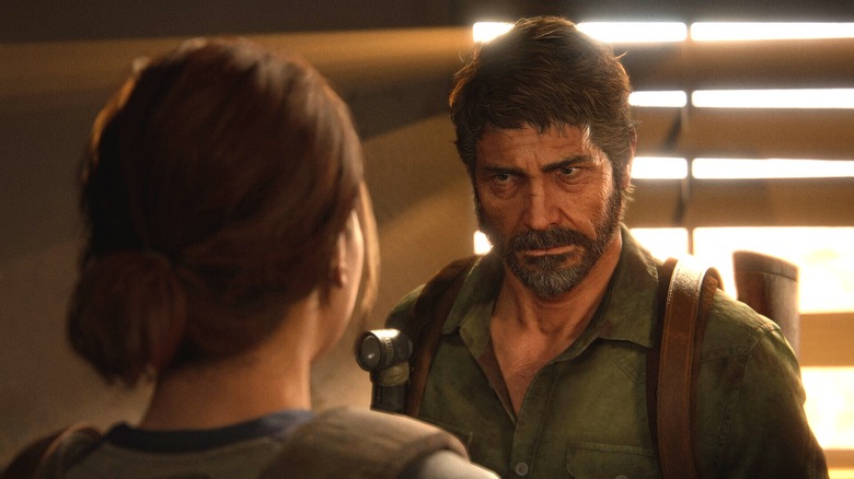 Ellie and Joel looking at each other in The Last of Us Part 2
