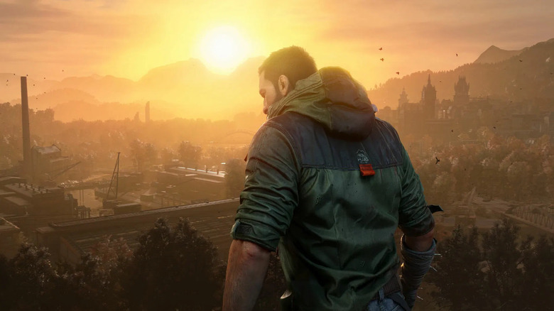 Kyle Crane surveys Castor Woods as the sun sets in Dying Light: The Beast