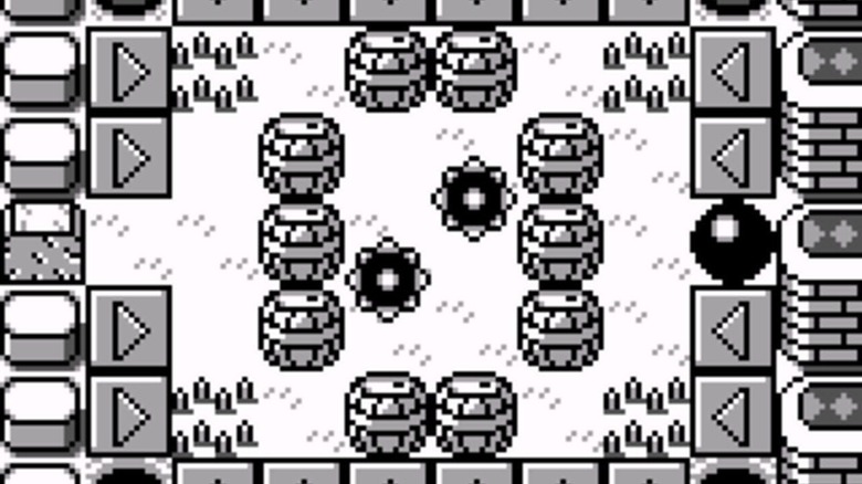 A ball sits on the right side of a level in Mole Mania