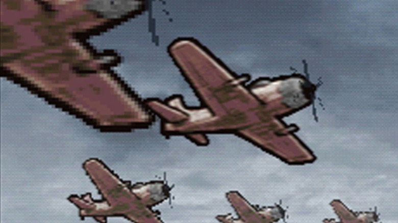 A squadron of bombers fly overhead in Advance Wars: Days of Ruin