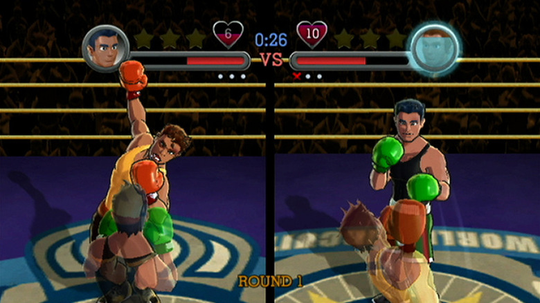 Little Mac faces a player-controlled opponent in Punch-Out!! (2009)