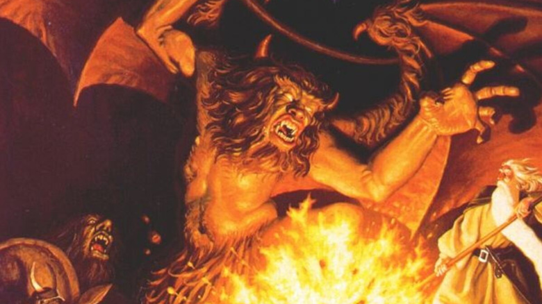 The Balrog fights Gandalf on the cover art for 