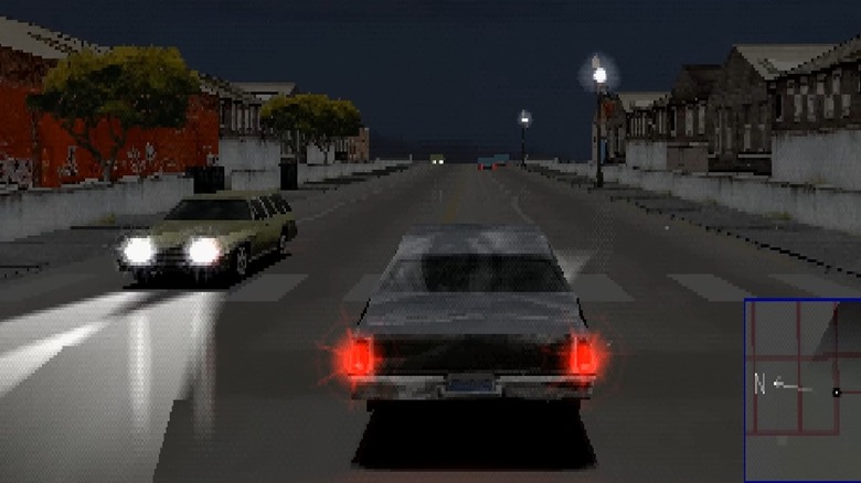 Tanner driving through traffic in Driver