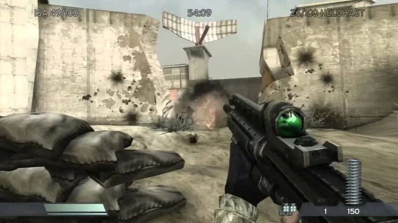 A player advances towards a breached wall in Killzone
