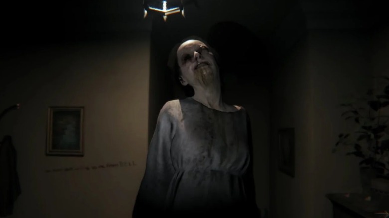 Ghost approaching player in hallway in "P.T." (2014)