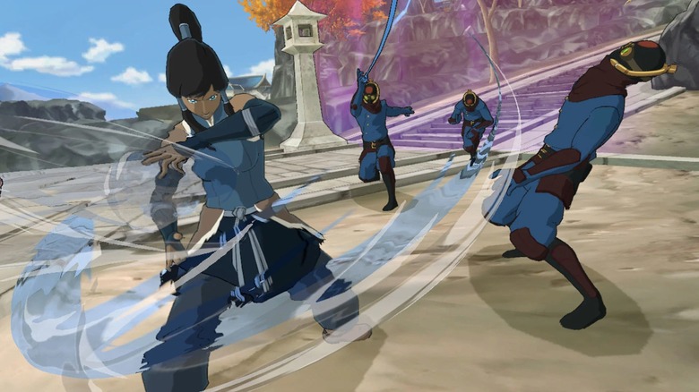 Korra fighting enemies in "The Legend of Korra" (2014)