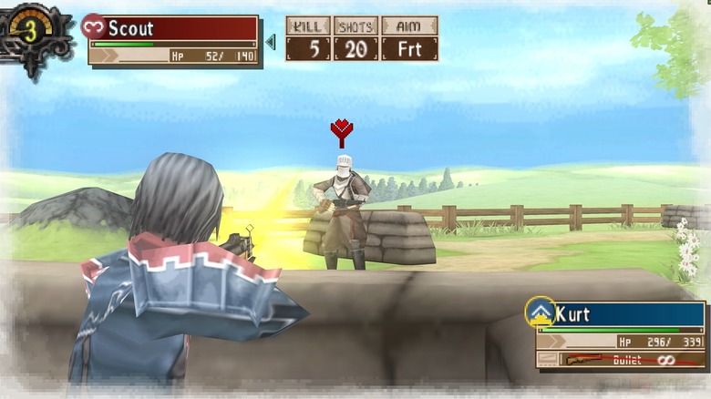 Screenshot of gun combat in Valkyria Chronicles III