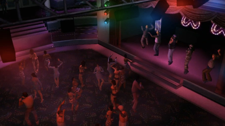 Dancers are seen on the Malibu Club dance floor in Grand Theft Auto Vice City