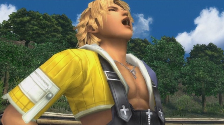 Tidus laughs heartily in Final Fantasy X