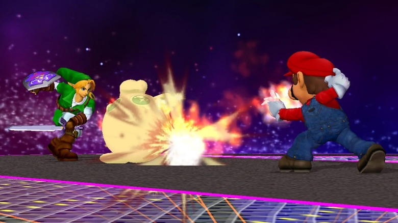 Mario fights Link in Super Smash Bros. Melee