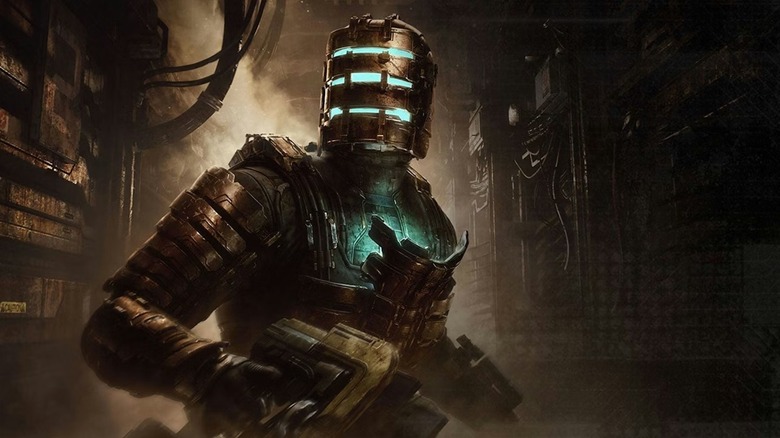 Isaac Clarke stands in a steamy corridor in his spacesuit in "Dead Space" (2023)