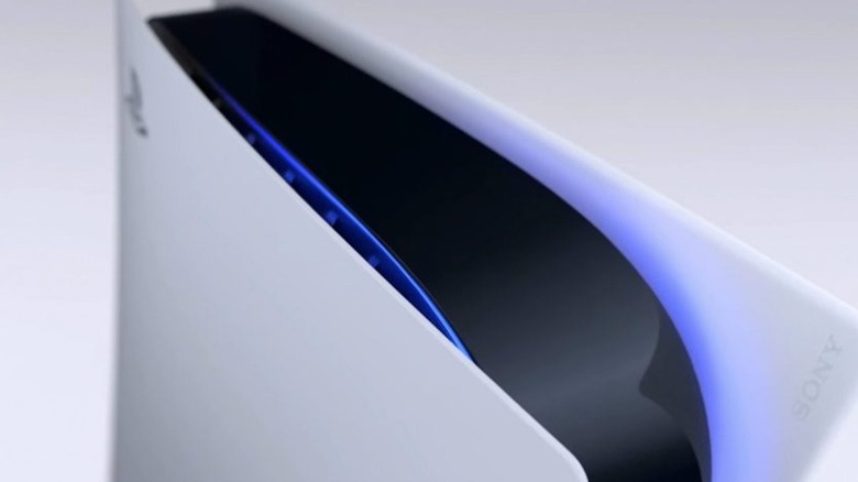 A close-up of the top of a PlayStation 5