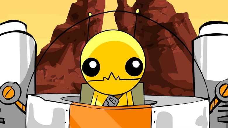 Alien Hominid sitting inside a robot suit