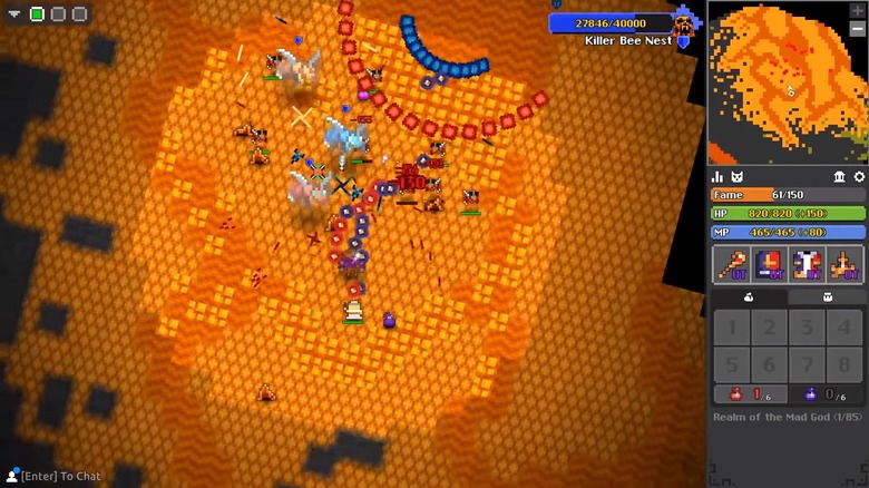 Player fighting killer bees in Realm of the Mad God
