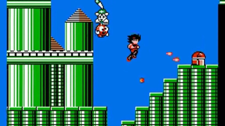 Billy "Big Bang" Blitz jumps while shooting a gun in "Clash at Demonhead" (1989)