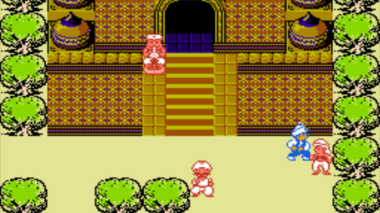 The hero is confronted by palace guards in "The Magic of Scheherazade" (1987)