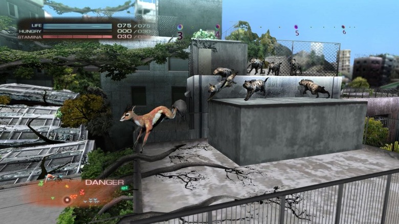 Deer being chased by hyenas in Tokyo Jungle