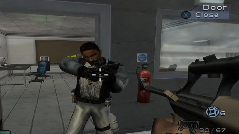 Andrew Starling shooting at a villain in Cold Winter