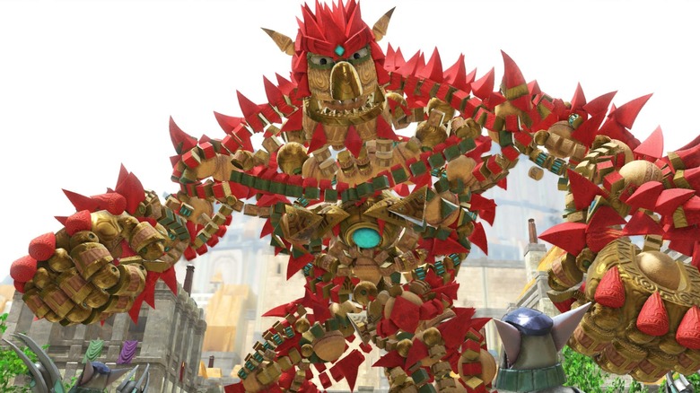 Knack tours over an orc in Knack II