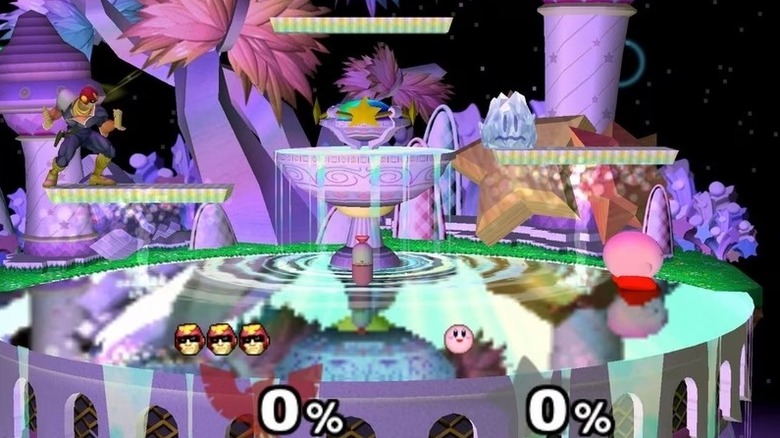 Captain Falcon faces Kirby in Super Smash Bros. Melee