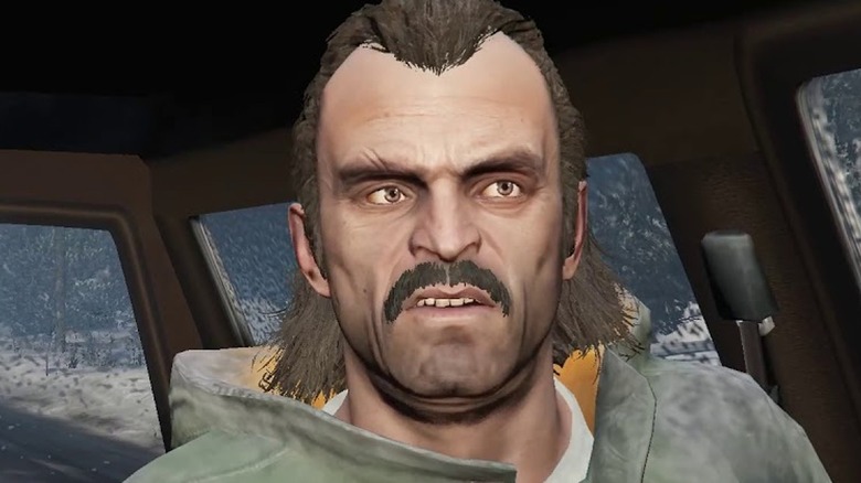 Trevor Philips with a mustache in GTA V