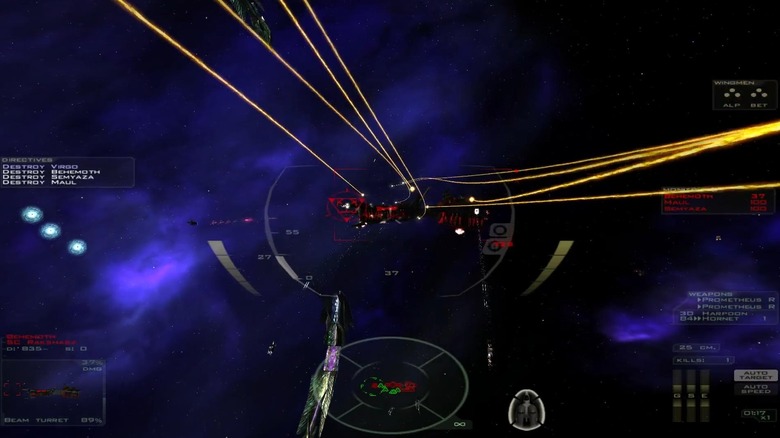 Player flying ship and shooting enemies in FreeSpace 2