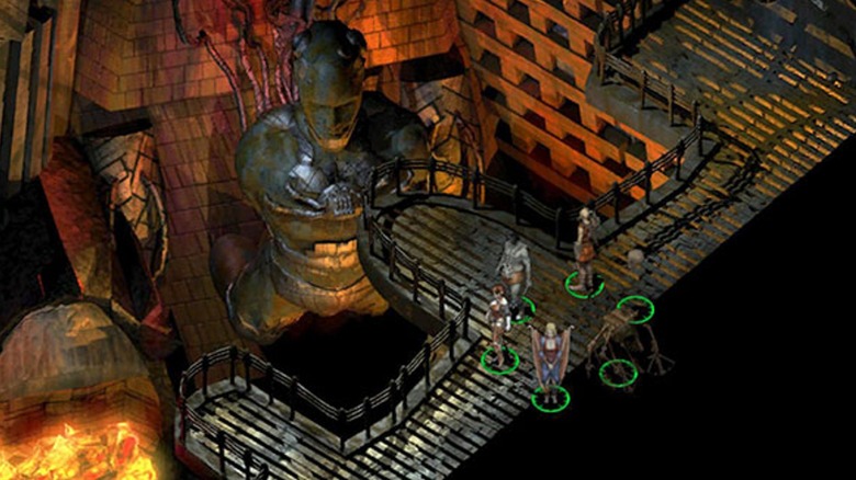Party exploring dungeon in Planescape: Torment