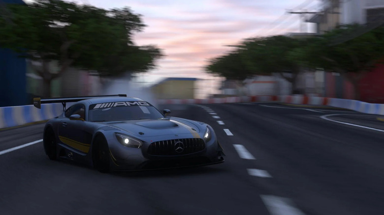 A sports car drifts around a turn in Driveclub