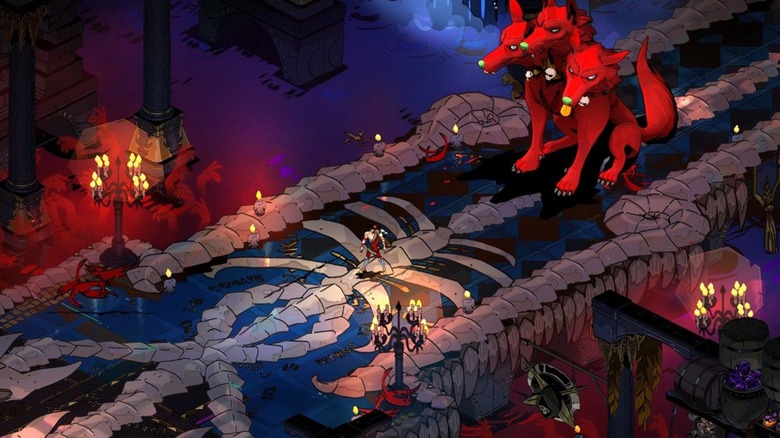 Zagreus approach Cerberus in Hades