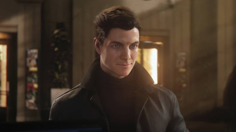 James Bond stands confidently in a lobby in "007 First Light"