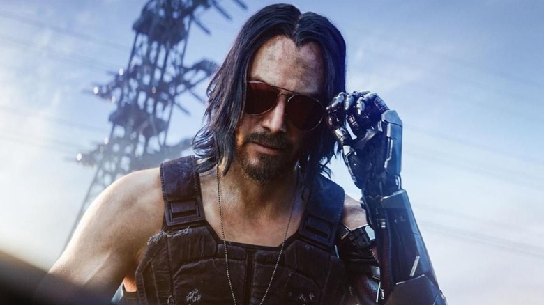Johnny Silverhand removing his sunglasses