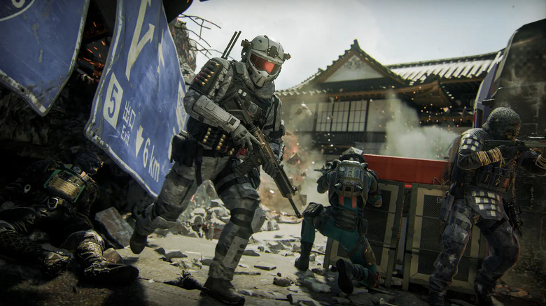 Special forces soldiers fight in an Asian street in Call of Duty: Black Ops 7