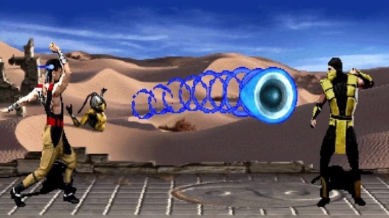 Kung Lao attacks Scorpion in Mortal Kombat: Legacy Kollection